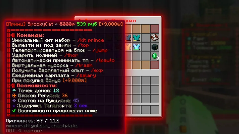 Screenshot: New ranks with new commands