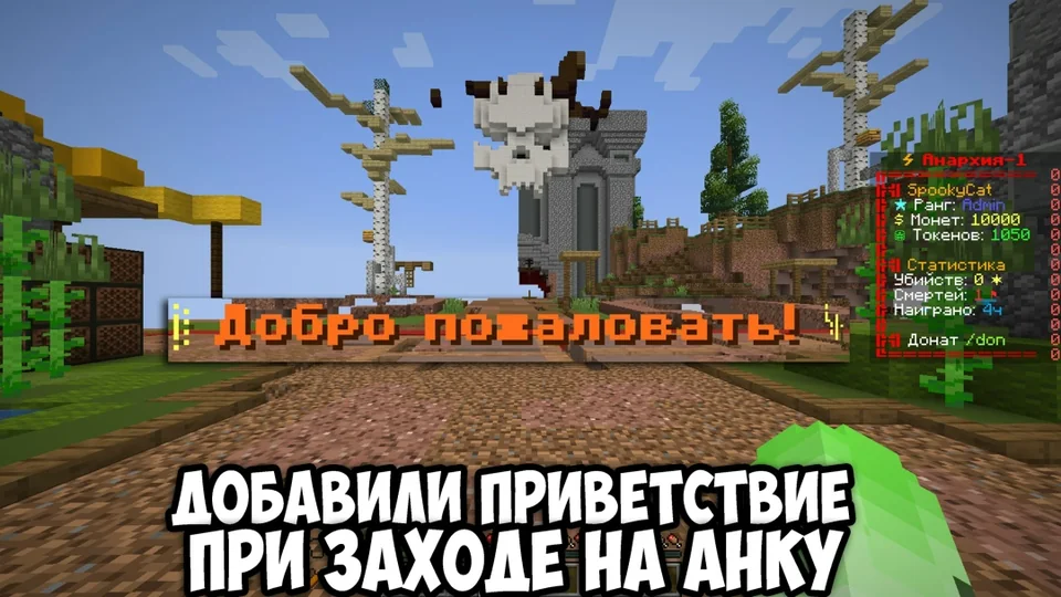 Screenshot: A friendly message when you join an anarchy