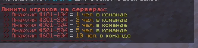 Screenshot: New anarchy numbering and team sizes
