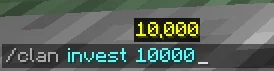 Screenshot: /clan invest/withdraw: tab completion for the amount, like on the auction