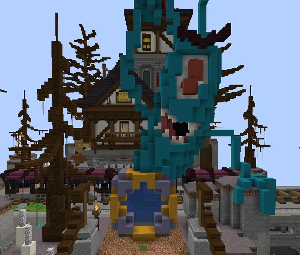 Screenshot: It spawns in its own world, reached with /warp BikiniBottom