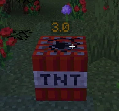 Screenshot: Regular TNT shows a countdown before it blows