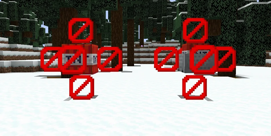 Screenshot: Less damage from TNT black, TNT white and TNT minecarts