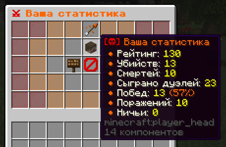 A player’s duel stats