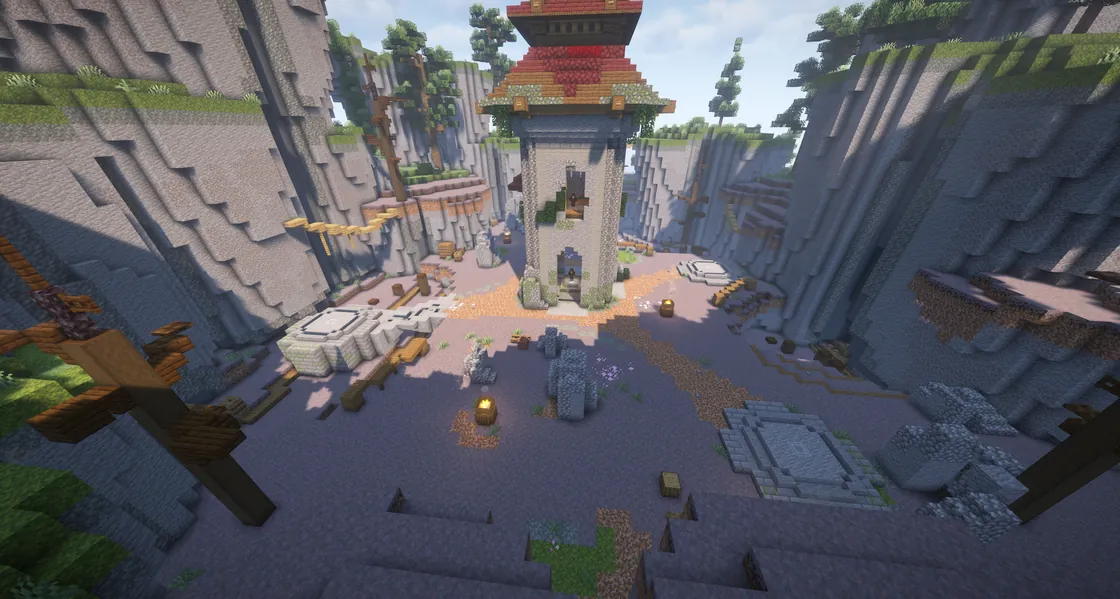 The Death Arena: a canyon with a tower in the middle